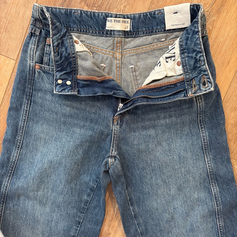 New WE THE FREE ASTER SWARM High‎ Rise Straight Denim Jeans NEW - Picture 7 of 16